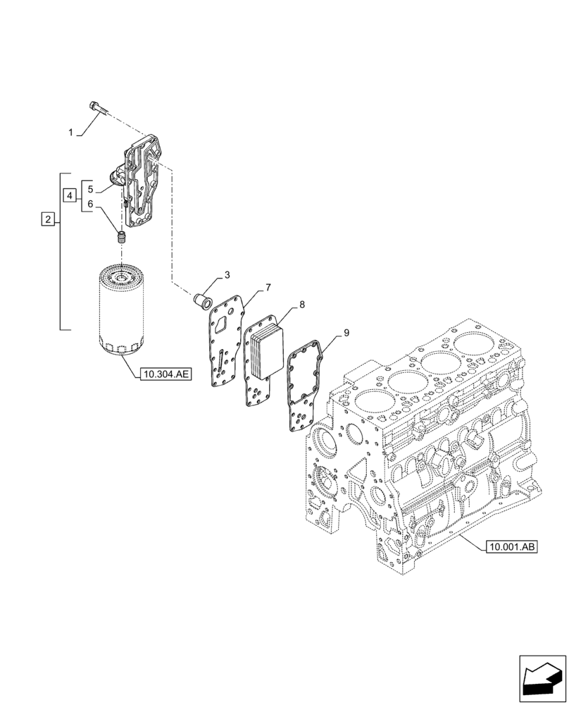 Схема запчастей Case IH F4DFE413U B002 - (10.408.AC) - HEAT EXCHANGER (10) - ENGINE