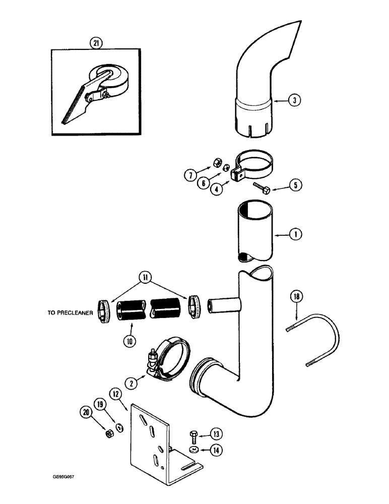 Схема запчастей Case IH 1670 - (2-24) - EXHAUST SYSTEM (01) - ENGINE