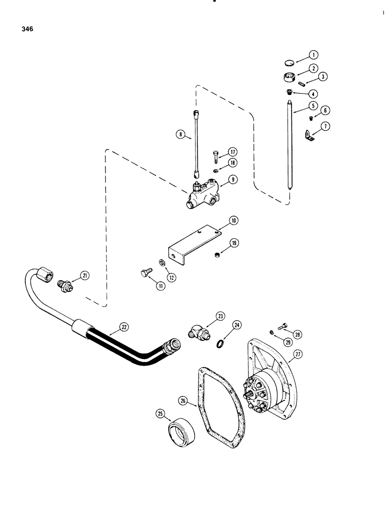 Схема запчастей Case IH 1270 - (346) - LEFT HAND VARIABLE REMOTE HYDRAULIC CONTROLS (08) - HYDRAULICS