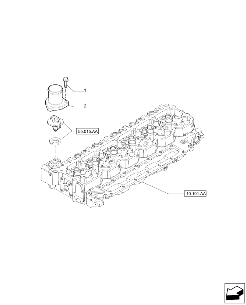 Схема запчастей Case IH F4DE9684B J112 - (10.400.BC) - THERMOSTAT ENGINE COOLING SYSTEM (10) - ENGINE