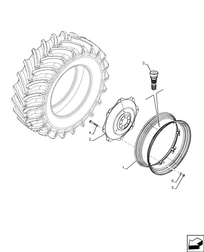 Схема запчастей Case IH FARMALL 120C - (44.520.AB[08]) - VAR - 8372404 - REAR, WHEEL DWW12X38 (44) - WHEELS