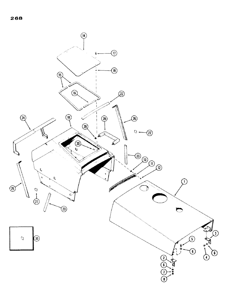 Схема запчастей Case IH 970 - (268) - HOOD (09) - CHASSIS/ATTACHMENTS