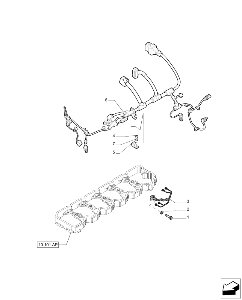 Схема запчастей Case IH F4DE9684B J112 - (55.015.AB) - ELECTRIC CABLES (55) - ELECTRICAL SYSTEMS