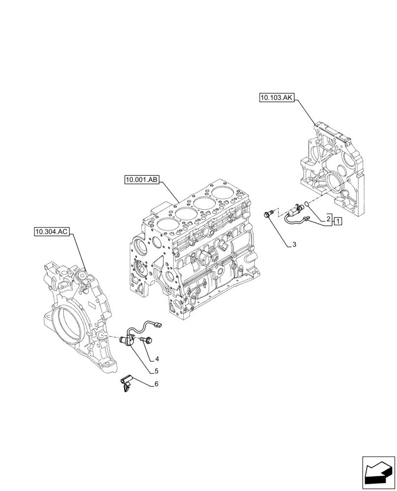 Схема запчастей Case IH F4DFE413U B002 - (55.015.AC) - ENGINE, SENSOR (55) - ELECTRICAL SYSTEMS