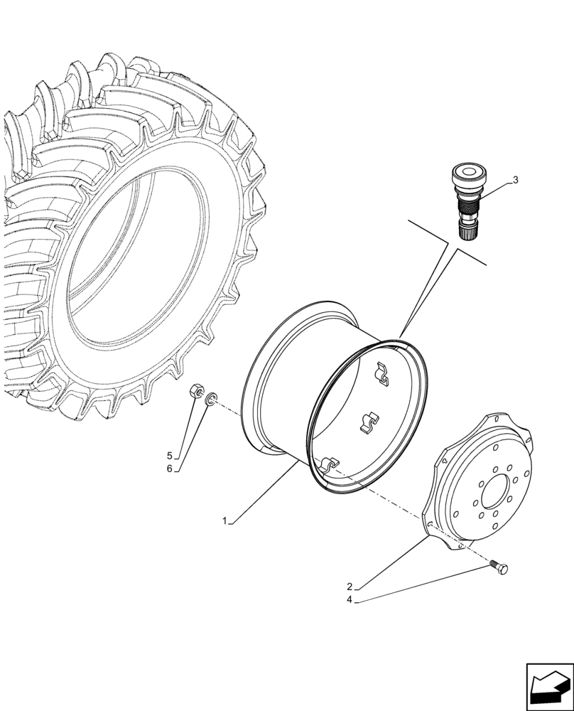 Схема запчастей Case IH FARMALL 110C - (44.520.AB[03]) - VAR - 8320604, 8320704 - REAR, WHEEL W14LX24 (44) - WHEELS