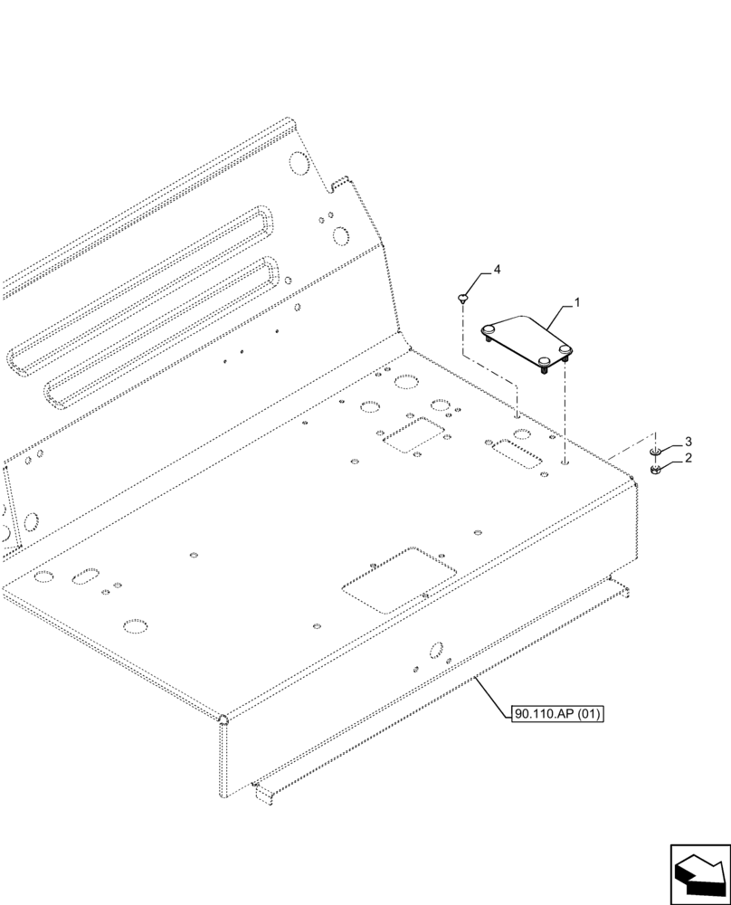 Схема запчастей Case IH FARMALL 100C - (90.110.AP[03]) - VAR - 743565, 743566, 743594 - PLUG, W/O CAB (90) - PLATFORM, CAB, BODYWORK AND DECALS