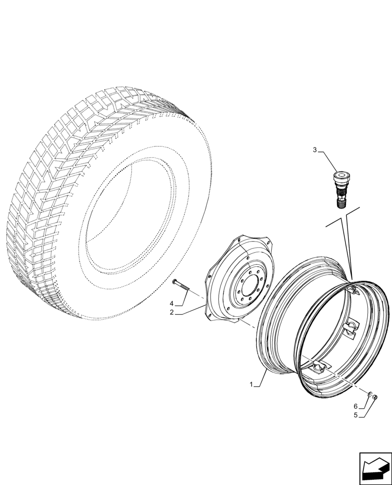 Схема запчастей Case IH FARMALL 110C - (44.520.AB[06]) - VAR - 8355304, 8355404, 8906401, 8930801 - REAR, WHEEL DWW14LX30 (44) - WHEELS