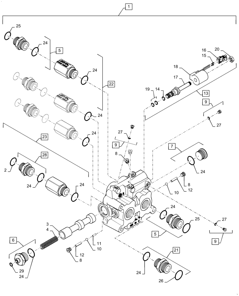 Схема запчастей Case IH 7240 - (29.300.AK) - VAR - 425163, 425164 - HYDRAULIC VALVE, PGA (29) - HYDROSTATIC DRIVE