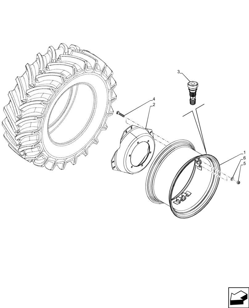 Схема запчастей Case IH FARMALL 100C - (44.511.AE[05]) - VAR - 8236404, 8239404, 8240604 - FRONT, WHEEL W12X24 (44) - WHEELS