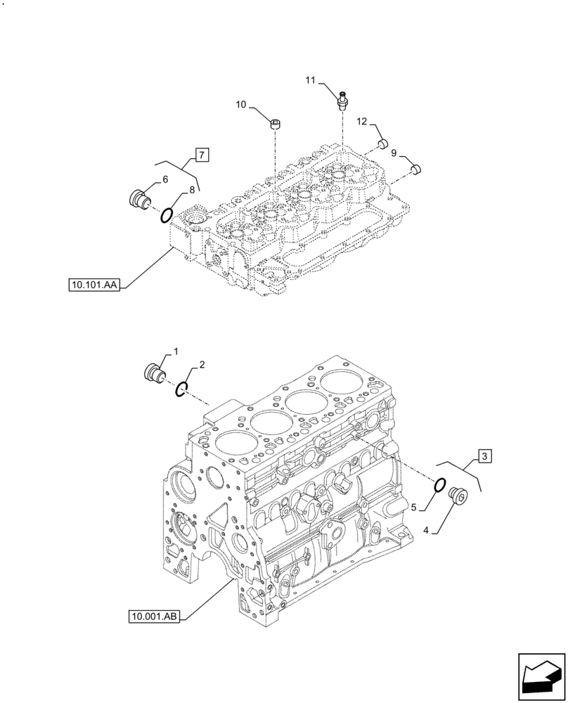 Схема запчастей Case IH F4DFE413T B002 - (10.400.AE) - COOLANT HEATING LINES (10) - ENGINE