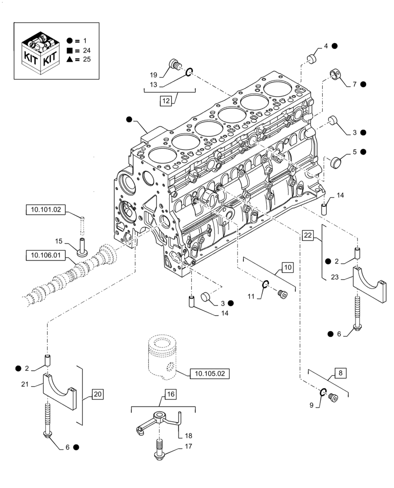 Схема запчастей Case IH P240 - (10.001.03) - CRANKCASE (10) - ENGINE