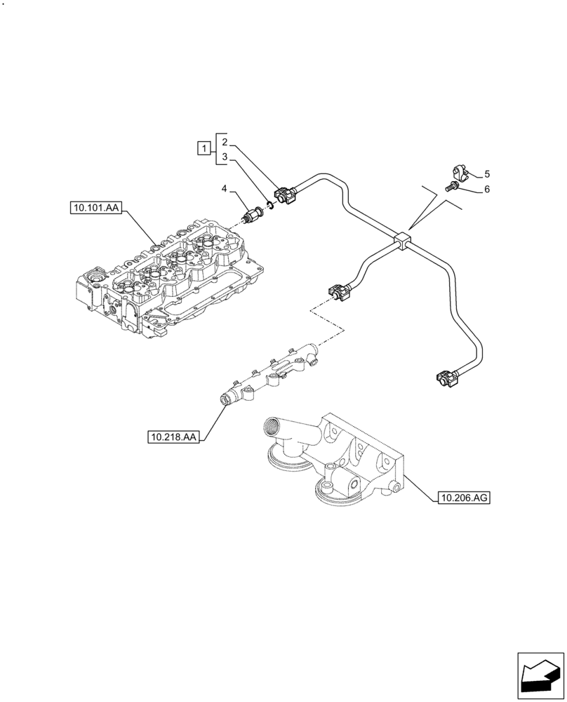 Схема запчастей Case IH F4DFE413U B002 - (10.218.AI[01]) - INJECTION PIPE (10) - ENGINE