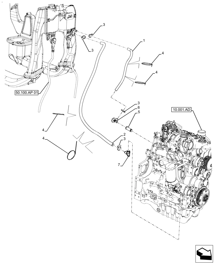 Схема запчастей Case IH FARMALL 110A - (50.100.AQ[01]) - VAR - 390646 - HEATER, LINE (50) - CAB CLIMATE CONTROL