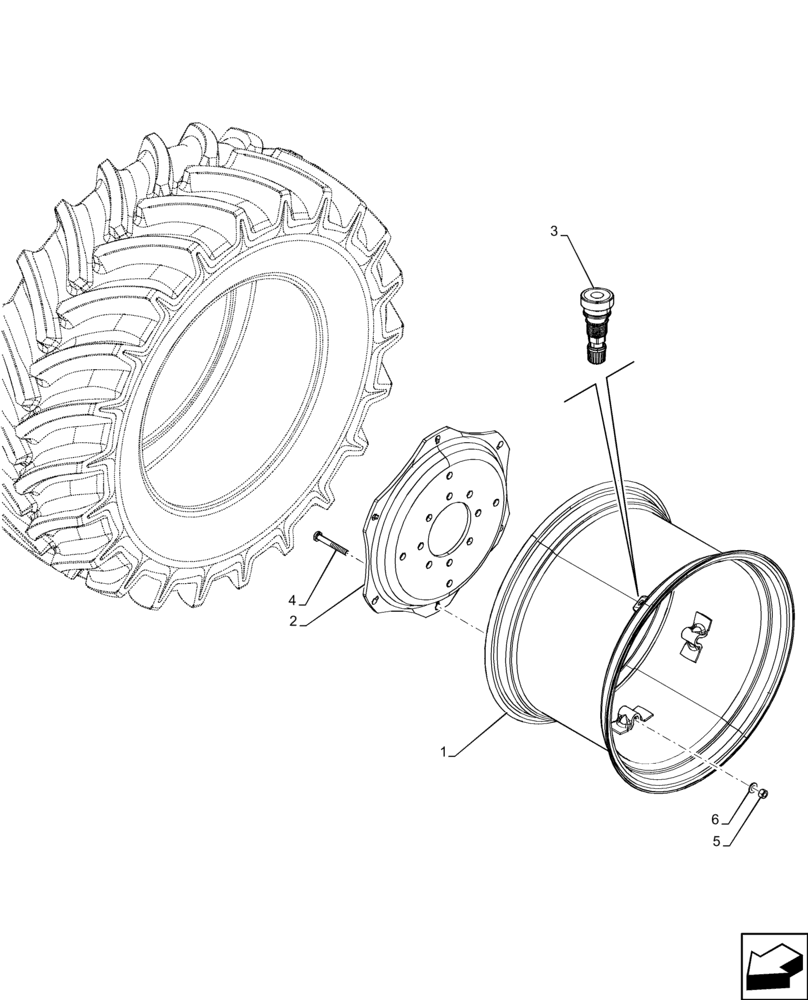 Схема запчастей Case IH FARMALL 110C - (44.520.AB[09]) - VAR - 8391904 - REAR, WHEEL W16LX24 (44) - WHEELS