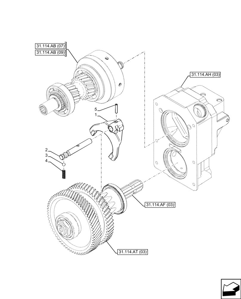 Схема запчастей Case IH FARMALL 110C - (31.114.AB[08]) - VAR - 743566 - PTO 540 RPM, DRIVEN SHAFT, FORK, HI-LO (31) - IMPLEMENT POWER TAKE OFF