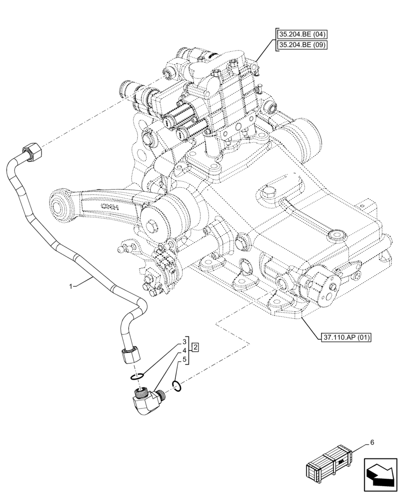 Схема запчастей Case IH FARMALL 120C - (35.204.BJ[02]) - VAR - 743569 - 2 REMOTE CONTROL VALVE, W/ 4 DELUXE COUPLERS, LINE (35) - HYDRAULIC SYSTEMS