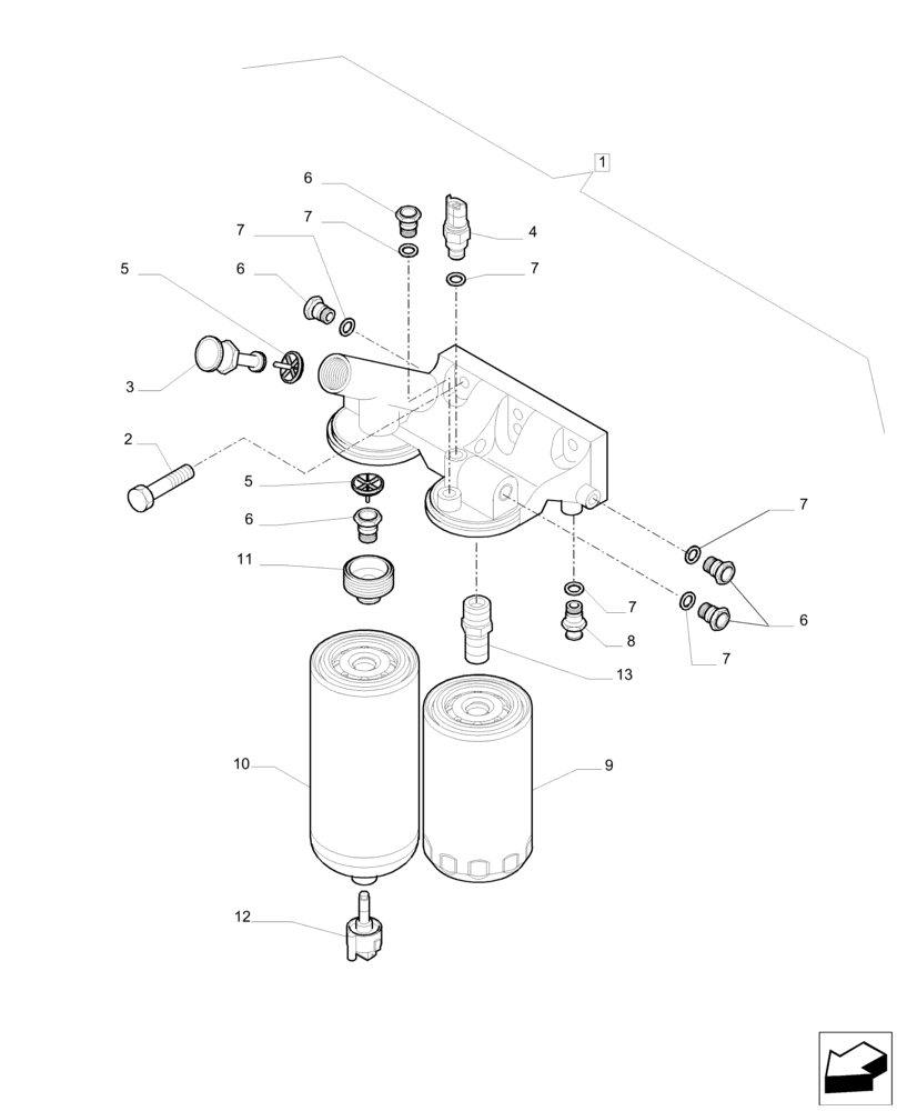 Схема запчастей Case IH F4DE9684B J112 - (10.218.AD) - FUEL FILTER (10) - ENGINE