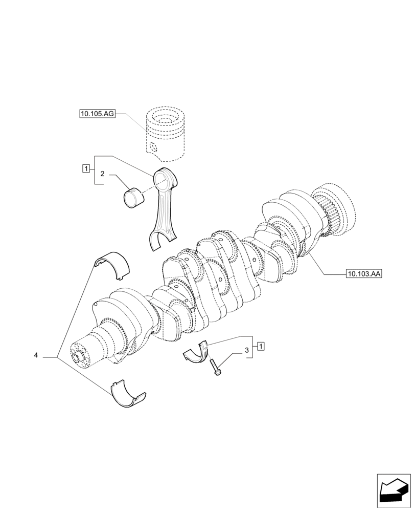 Схема запчастей Case IH F4DE9684B J112 - (10.105.AC) - CONNECTING ROD (10) - ENGINE