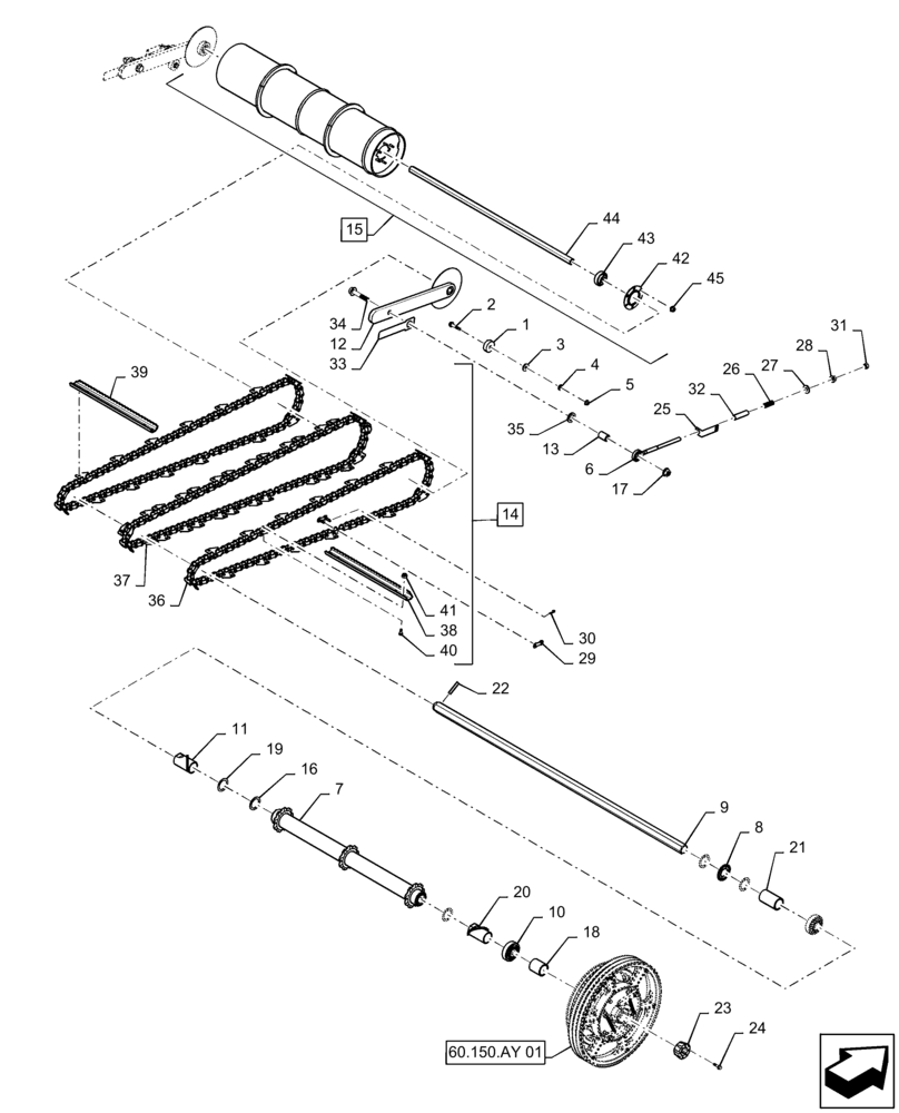 Схема запчастей Case IH 5140 - (60.150.AD[03]) - VAR - 425081, 425082, 425083 - CONVEYOR, FEEDER, STANDARD , ASN YEG012701 (60) - PRODUCT FEEDING