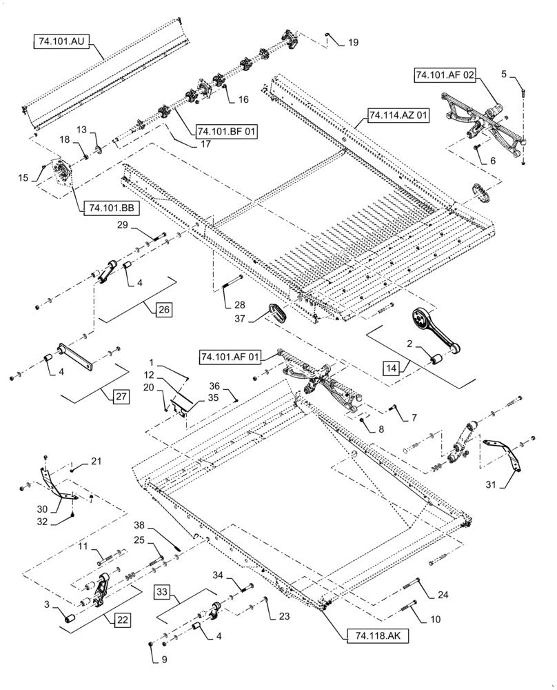 Схема запчастей Case IH 5140 - (74.101.AC) - CLEANING SYSTEM (74) - CLEANING