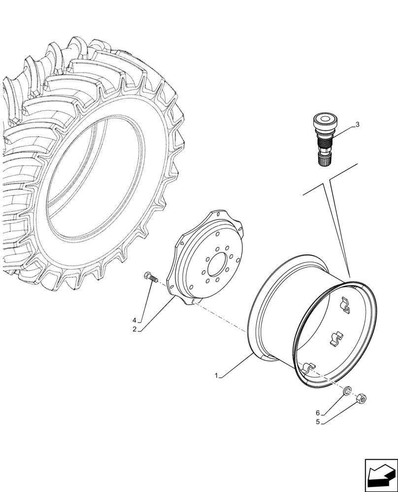 Схема запчастей Case IH FARMALL 100C - (44.520.AB[05]) - VAR - 8352304, 8352404, 8968801 - REAR, WHEEL W15LX28 (44) - WHEELS