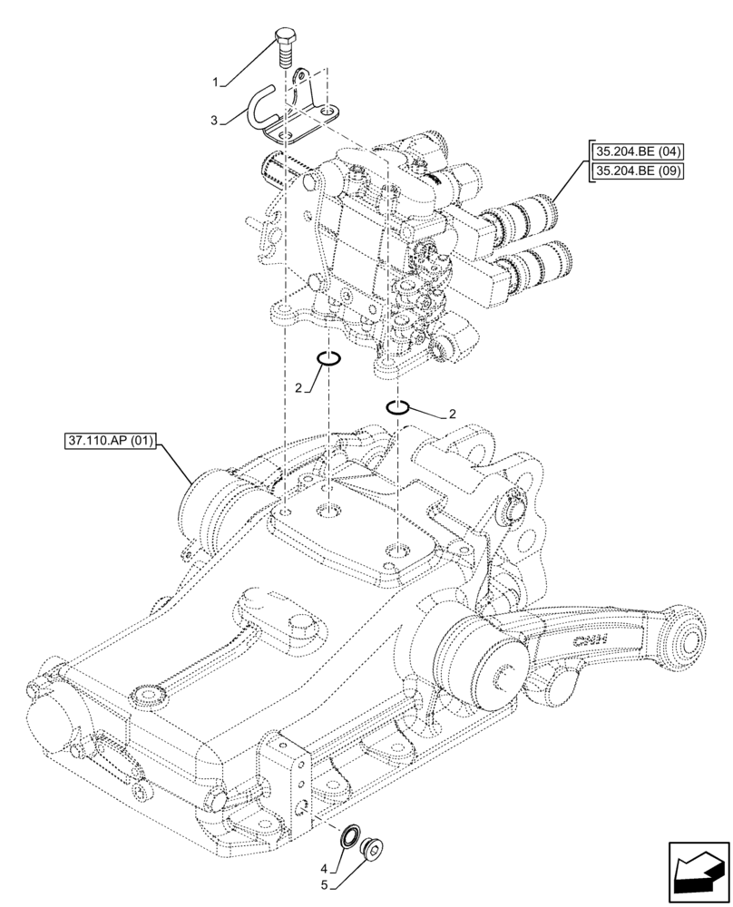 Схема запчастей Case IH FARMALL 110C - (35.204.BE[13]) - VAR - 743569 - REMOTE CONTROL VALVE, MOUNTING PARTS, HI-LO, CAB (35) - HYDRAULIC SYSTEMS