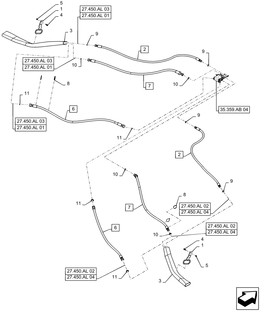 Схема запчастей Case IH 7140 - (29.300.AP[01]) - HYDRAULIC LINE, REAR AXLE ASSY, SINGLE SPEED, 2-SPEED (29) - HYDROSTATIC DRIVE