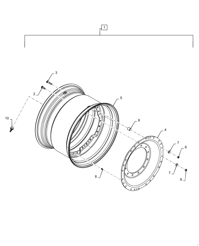 Схема запчастей Case IH MAGNUM 380 - (44.511.AE[03]) - WHEEL, FRONT - PINNED WAFFLE W23 X 34, W23 X 30 (44) - WHEELS