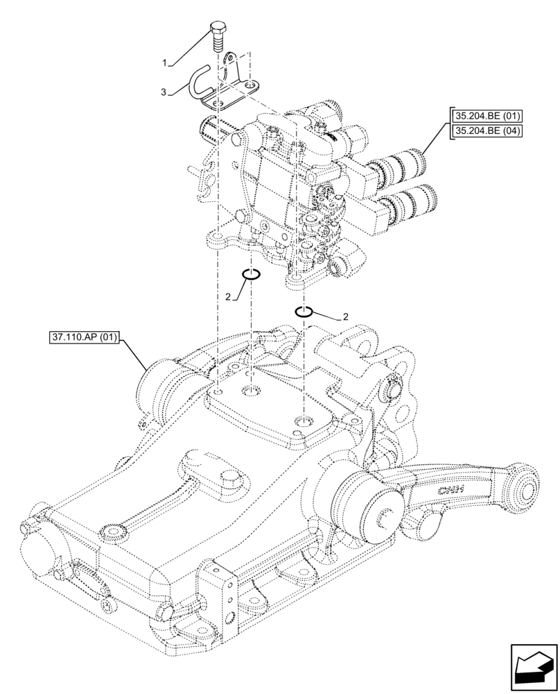 Схема запчастей Case IH FARMALL 120C - (35.204.BE[12]) - VAR - 743568, 743569 - REMOTE CONTROL VALVE, MOUNTING PARTS (35) - HYDRAULIC SYSTEMS