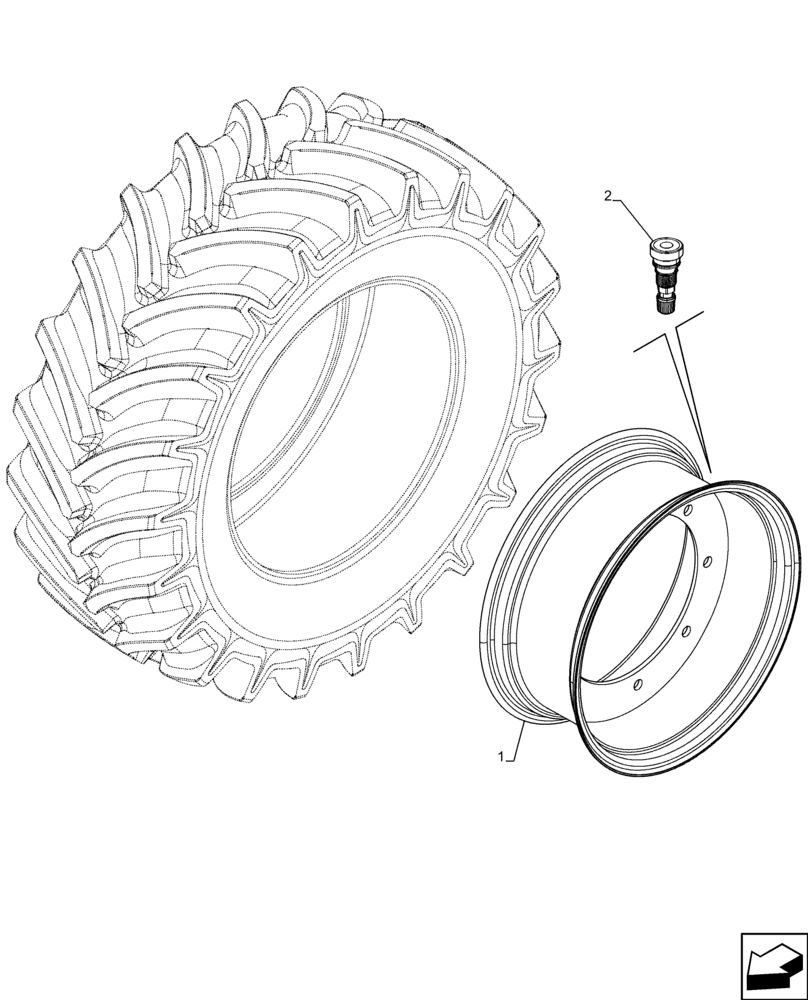 Схема запчастей Case IH FARMALL 120C - (44.511.AE[07]) - VAR - 8284604 - FRONT, WHEEL W11X16.1 (44) - WHEELS