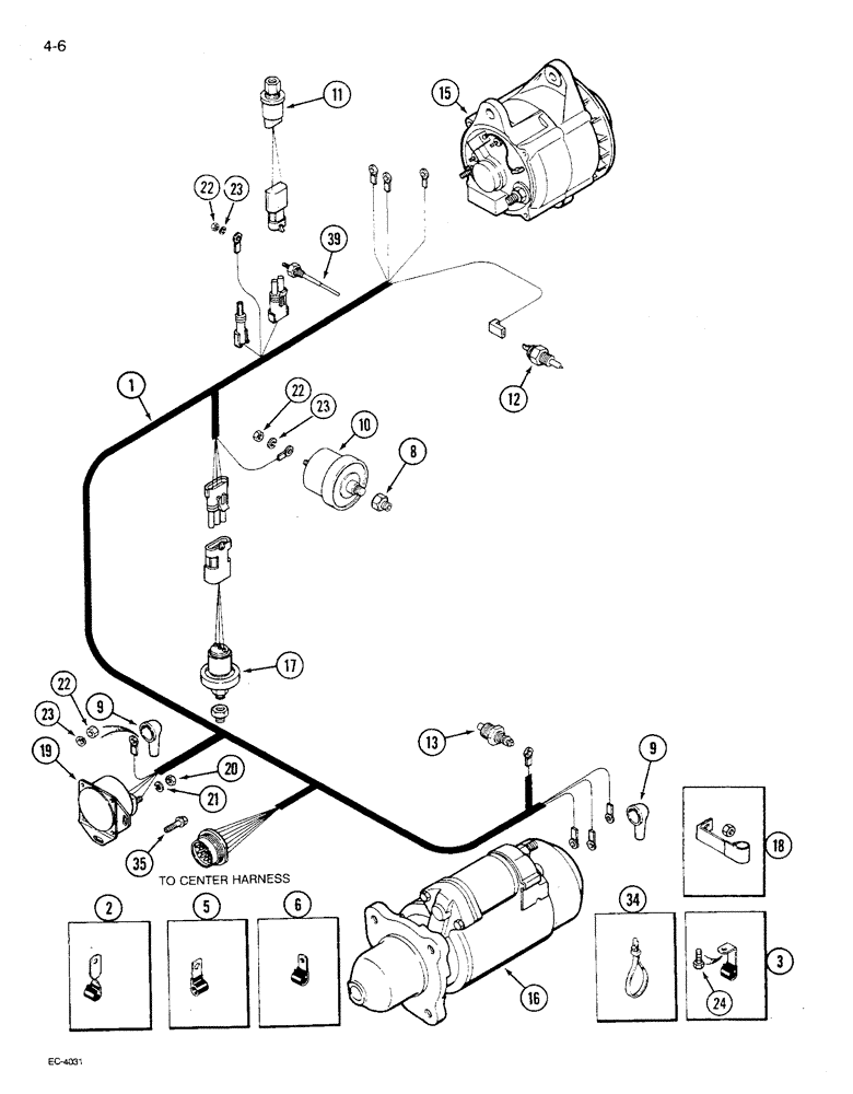 Схема запчастей Case IH 1680 - (4-006) - ENGINE HARNESS, P.I.N. JJC0117060 AND AFTER (06) - ELECTRICAL