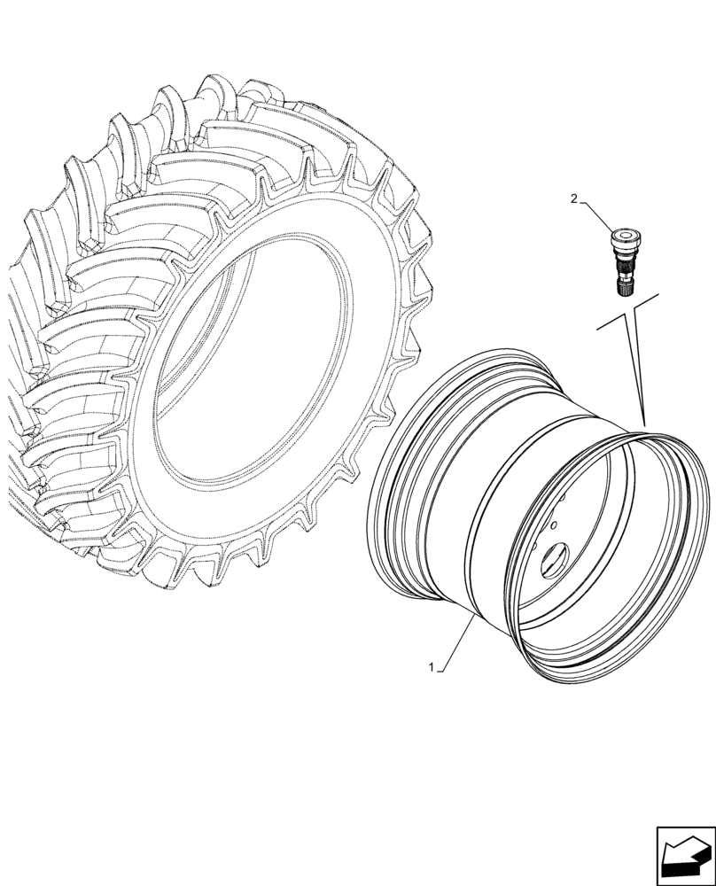 Схема запчастей Case IH FARMALL 110C - (44.520.AB[10]) - VAR - 8925801 - REAR, WHEEL W20X26.5 (44) - WHEELS