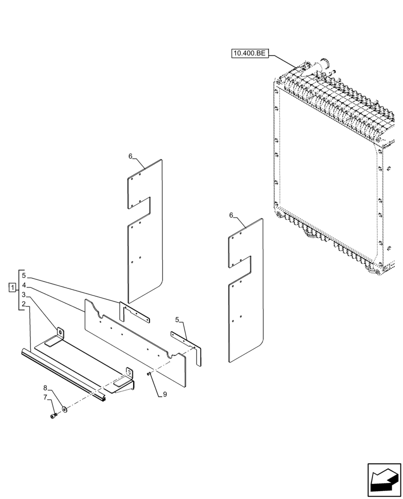 Схема запчастей Case IH FARMALL 100C - (10.400.BF[01]) - VAR - 390018 - RADIATOR, FAN, SHROUD (10) - ENGINE