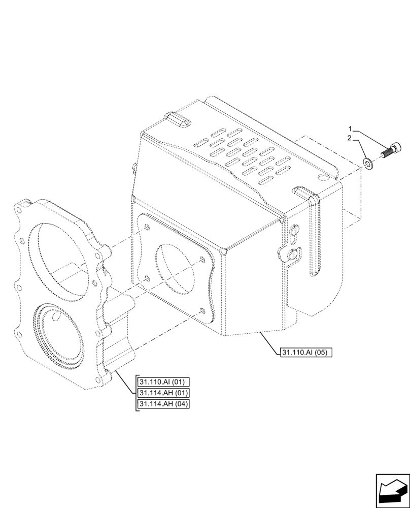 Схема запчастей Case IH FARMALL 110C - (31.110.AI[06]) - VAR - 743565, 743566, 743594 - PTO, PROTECTION, MOUNTING (31) - IMPLEMENT POWER TAKE OFF