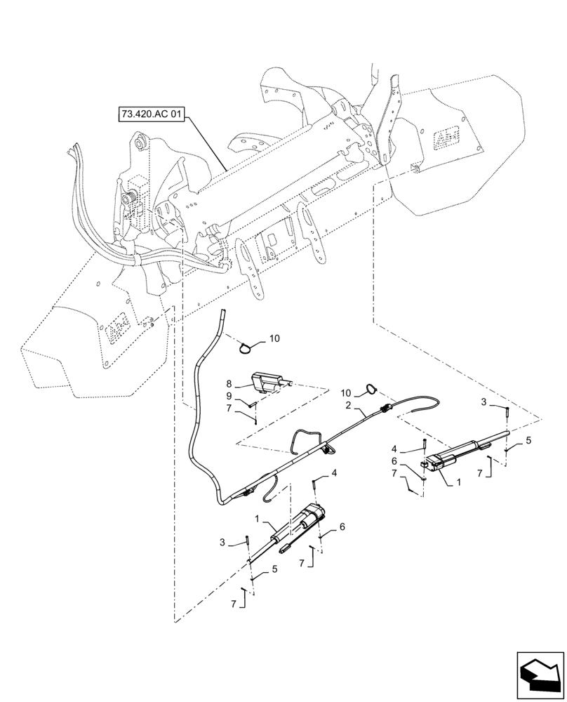 Схема запчастей Case IH 7230 - (55.624.BD[02]) - VAR - 425340, 425543 - WIRE HARNESS, CHAFF SPREADER, ADJUSTER, ASN YDG222004 (55) - ELECTRICAL SYSTEMS