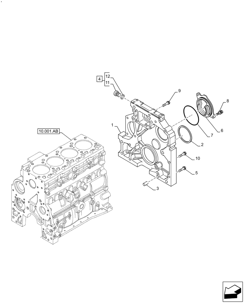 Схема запчастей Case IH F4DFE413U B002 - (10.103.AK) - FLYWHEEL HOUSING (10) - ENGINE