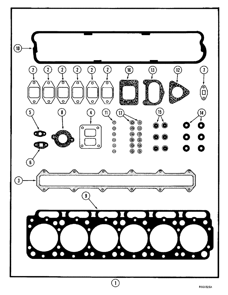 Схема запчастей Case IH 1680 - (2-54) - CYLINDER HEAD GASKET KIT, DTI-466C DIESEL ENGINE (01) - ENGINE