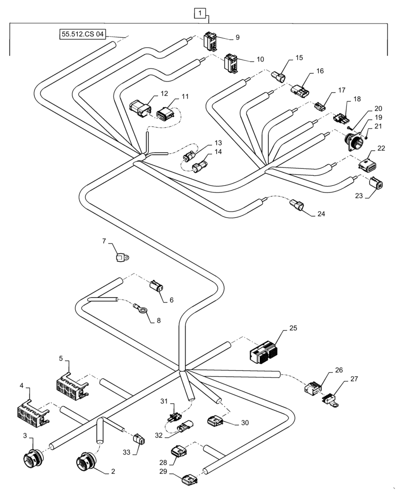 Схема запчастей Case IH PATRIOT 3340 - (55.512.CS[03]) - ARMREST HARNESS, BULKHEAD END (55) - ELECTRICAL SYSTEMS