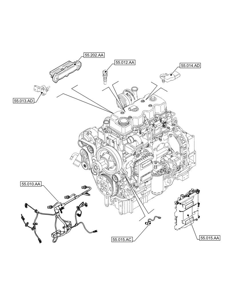 Схема запчастей Case IH F4DFE413T B002 - (55.000.00) - SECTION INDEX - ELECTRICAL SYSTEMS (55) - ELECTRICAL SYSTEMS