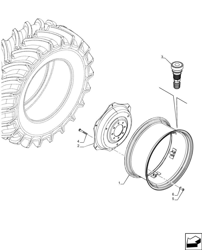 Схема запчастей Case IH FARMALL 120C - (44.520.AB[04]) - VAR - 8351404 - REAR, WHEEL W13X28 (44) - WHEELS