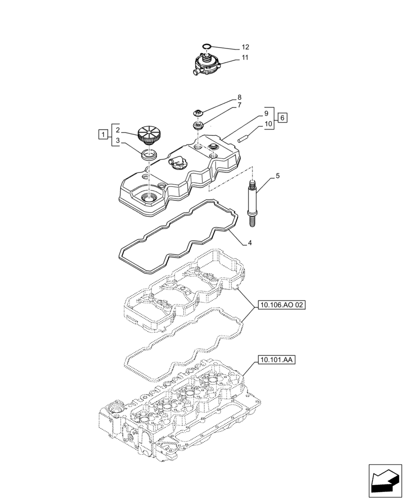 Схема запчастей Case IH F4DFE413U B002 - (10.101.AB) - VALVE COVER (10) - ENGINE