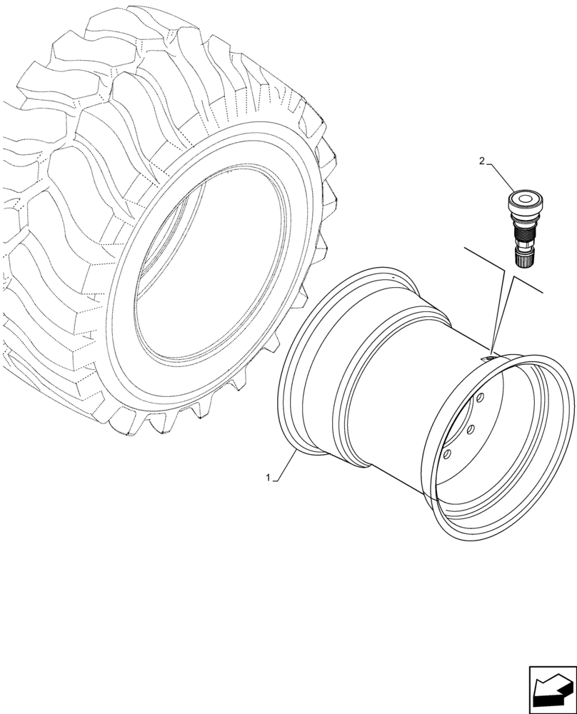 Схема запчастей Case IH FARMALL 120C - (44.520.AB[02]) - VAR - 8310701 - REAR, WHEEL W18X16.1 (44) - WHEELS