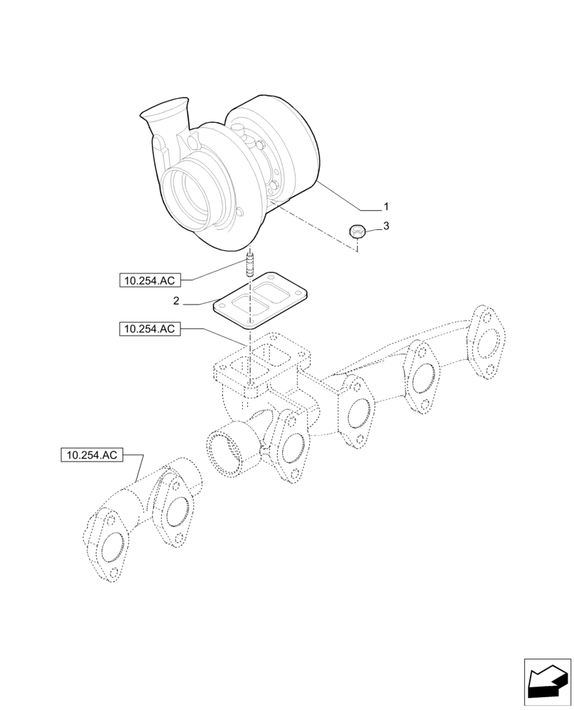 Схема запчастей Case IH F4DE9684B J112 - (10.250.AC) - TURBOCHARGER (10) - ENGINE