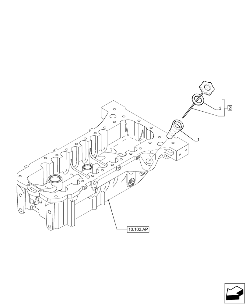 Схема запчастей Case IH F4DE9684B J112 - (10.304.AS) - ENGINE OIL DIPSTICK (10) - ENGINE