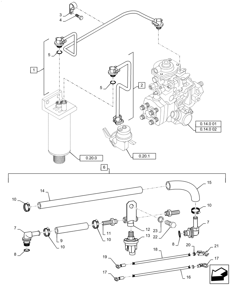 Схема запчастей Case IH P110 - (0.20.3[01]) - FUEL TUBE (02) - ENGINE