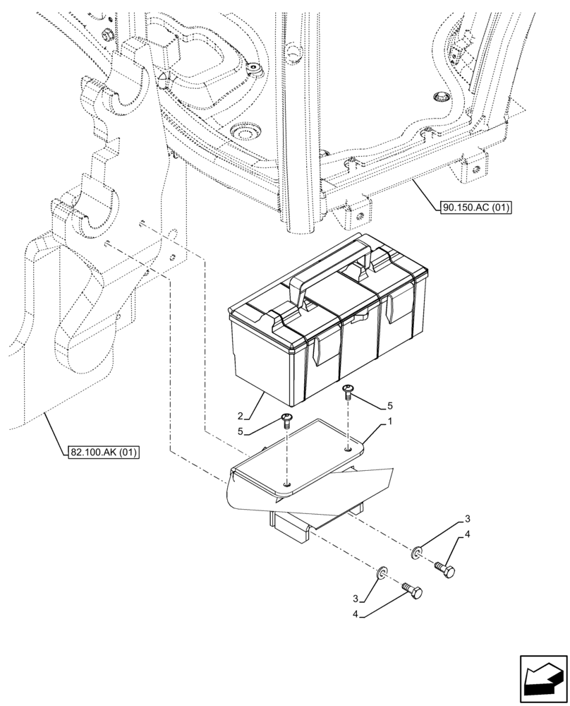 Схема запчастей Case IH FARMALL 110C - (88.100.AH[02]) - VAR - 332998 - TOOL BOX, CAB (88) - ACCESSORIES