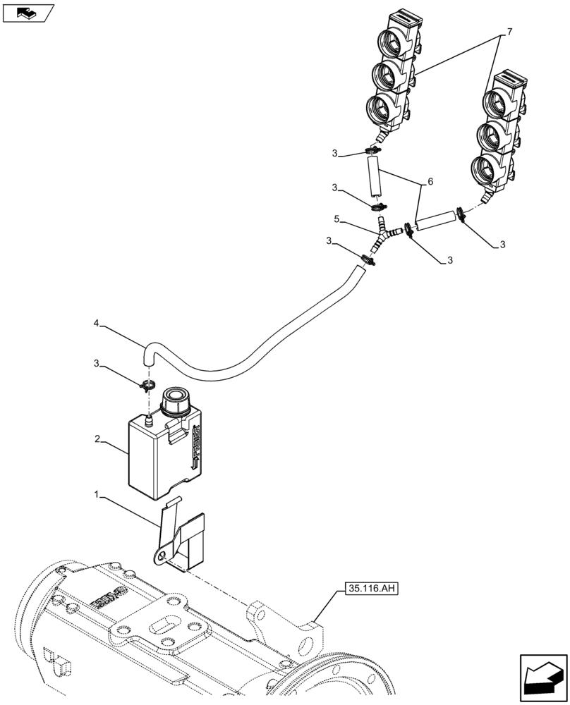 Схема запчастей Case IH FARMALL 105U - (35.300.AQ[03]) - VAR - 331844 - REMOTE CONTROL VALVE, RESERVOIR (35) - HYDRAULIC SYSTEMS