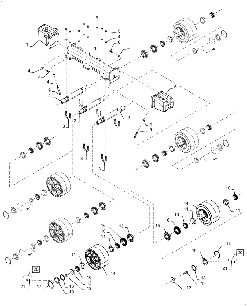 Схема запчастей Case IH 7240 - (48.130.AN[02]) - VAR - 415332 - BEAM, TRACK ROLLER (48) - TRACKS & TRACK SUSPENSION