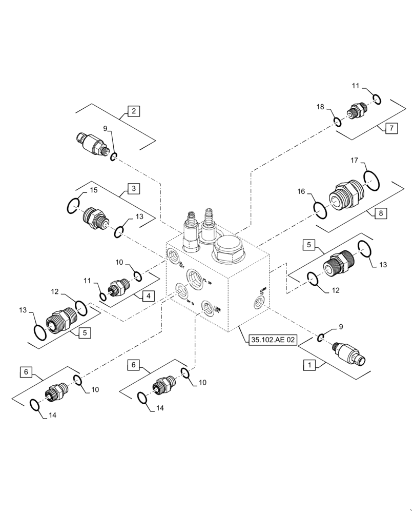 Схема запчастей Case IH 7240 - (35.102.AE[01]) - MANIFOLD, PRESSURE CONTROL VALVE (35) - HYDRAULIC SYSTEMS