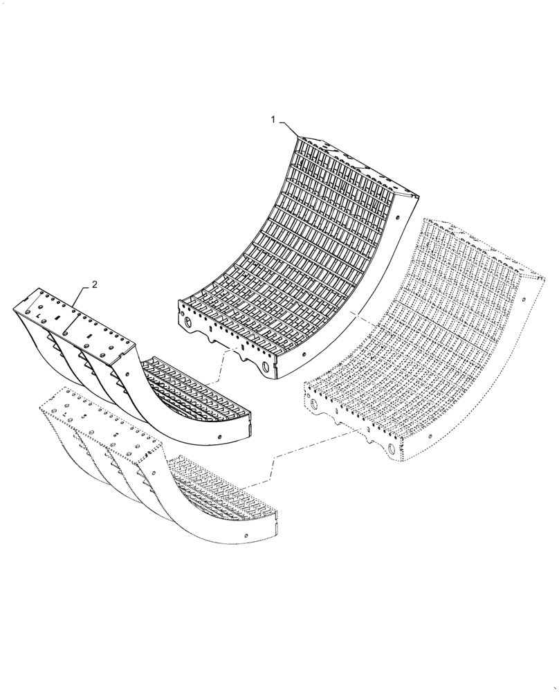 Схема запчастей Case IH 7230 - (66.105.AO[02]) - VAR - 722754, 425058 - CONCAVE, LARGE WIRE (66) - THRESHING